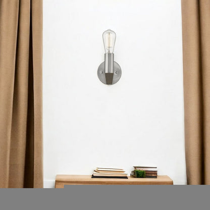 Silver Metal and Wood Wall Sconce HomeRoots