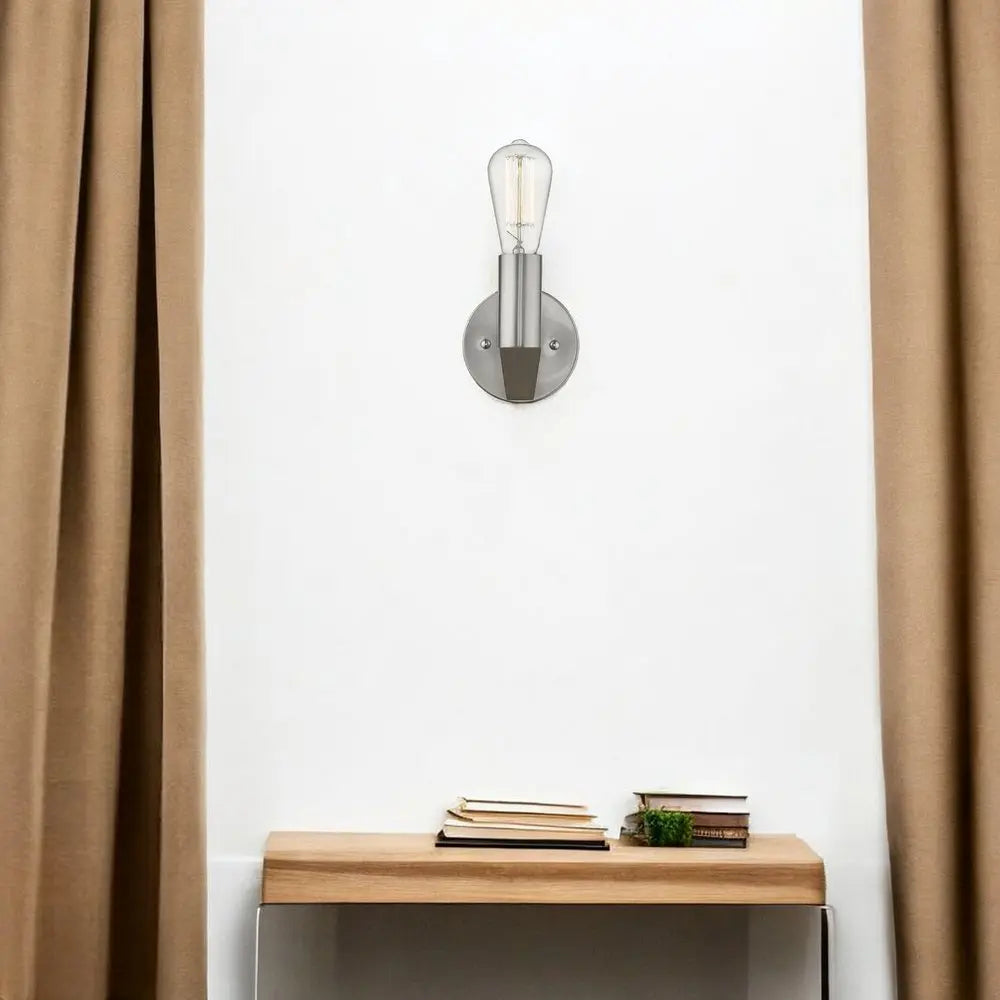 Silver Metal and Wood Wall Sconce HomeRoots