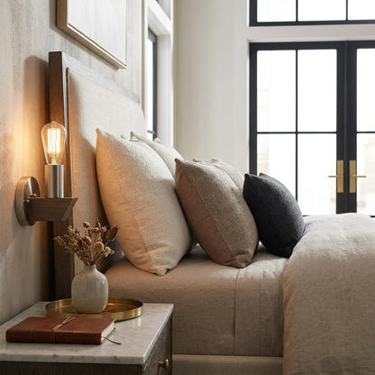 Silver Metal and Wood Wall Sconce HomeRoots