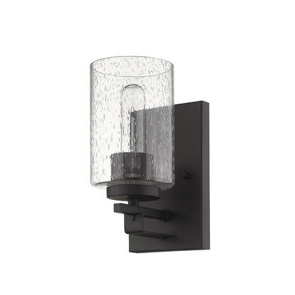 Bronze Metal and Textured Glass Wall Sconce HomeRoots
