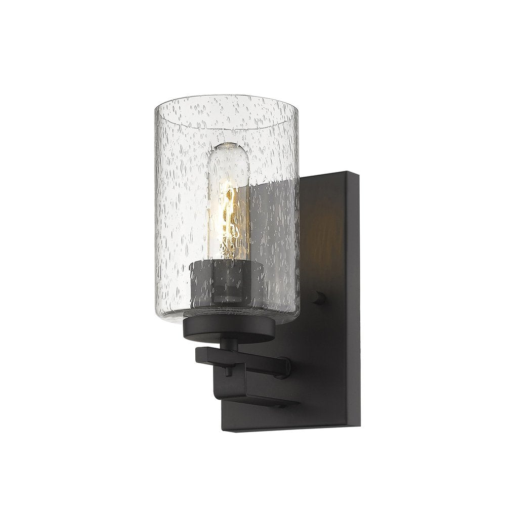 Bronze Metal and Textured Glass Wall Sconce HomeRoots