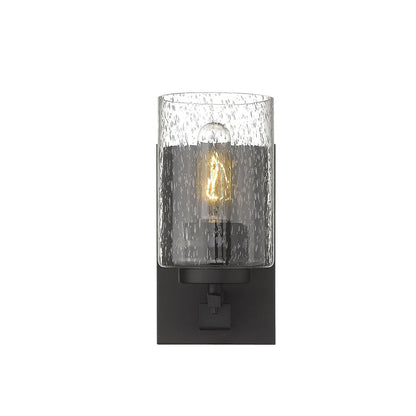 Bronze Metal and Textured Glass Wall Sconce HomeRoots