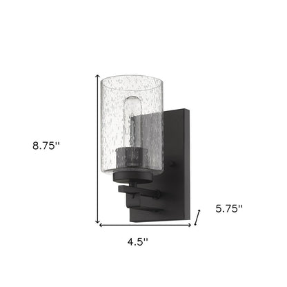 Bronze Metal and Textured Glass Wall Sconce HomeRoots