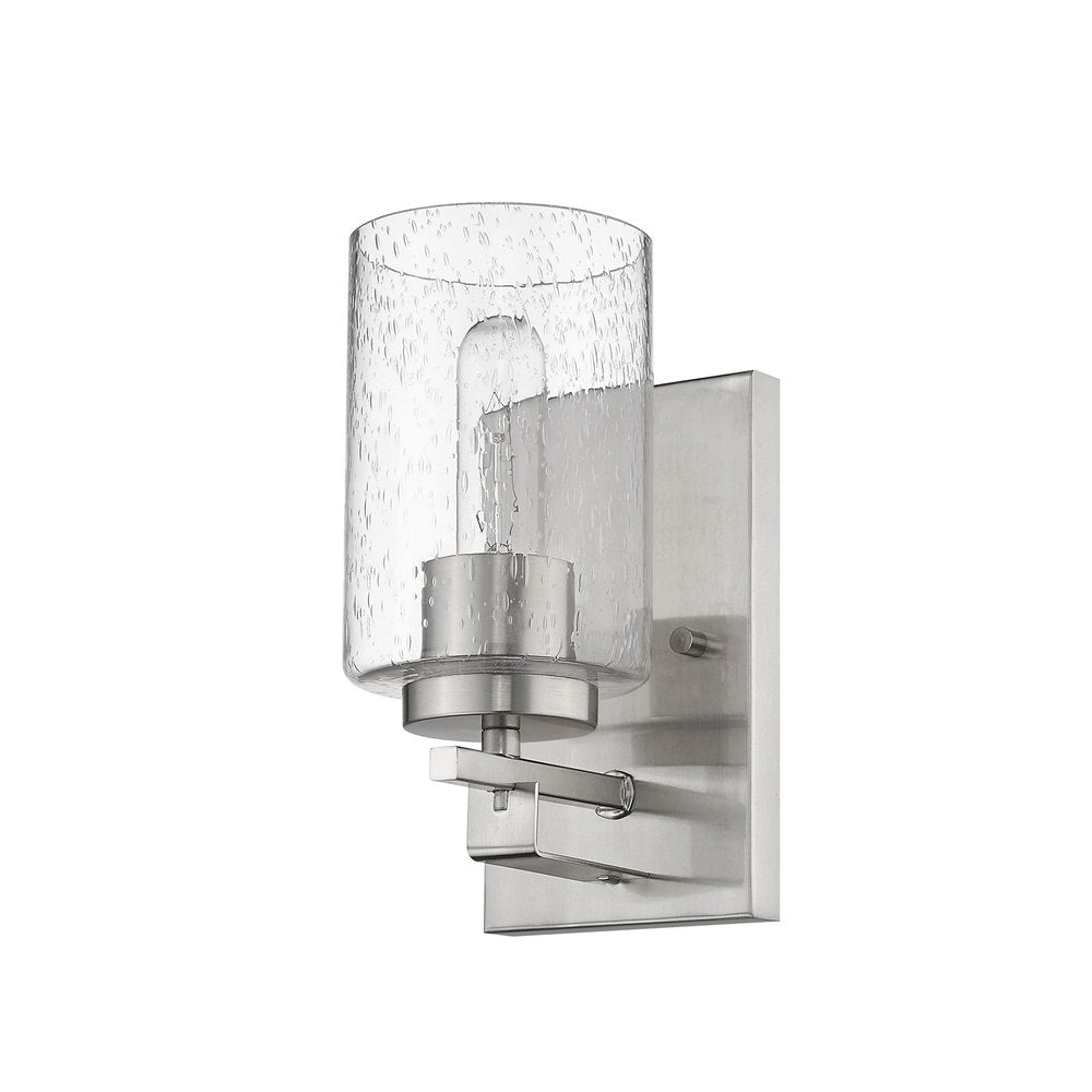 Silver Metal and Textured Glass Wall Sconce HomeRoots