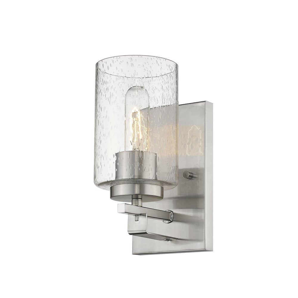 Silver Metal and Textured Glass Wall Sconce HomeRoots