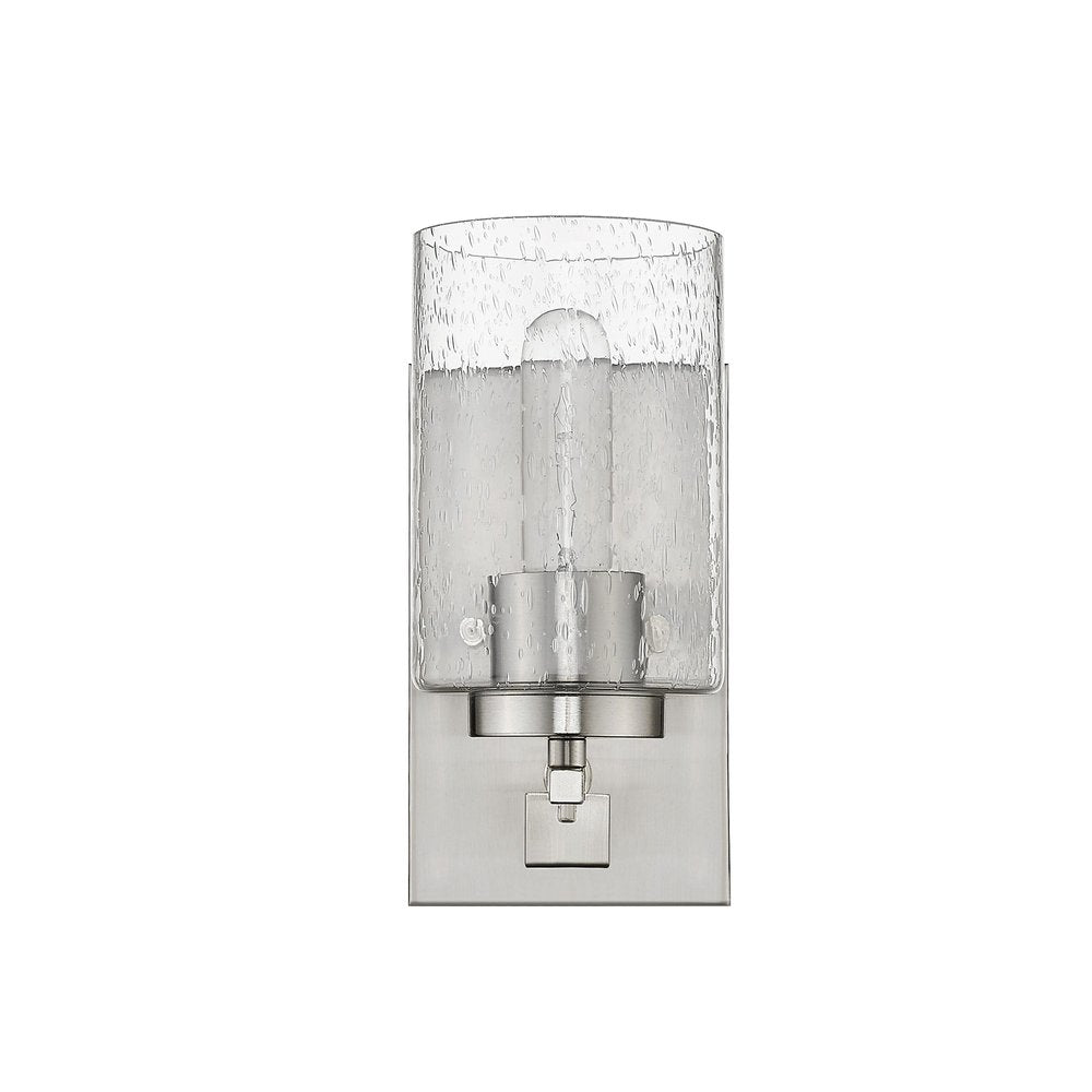Silver Metal and Textured Glass Wall Sconce HomeRoots