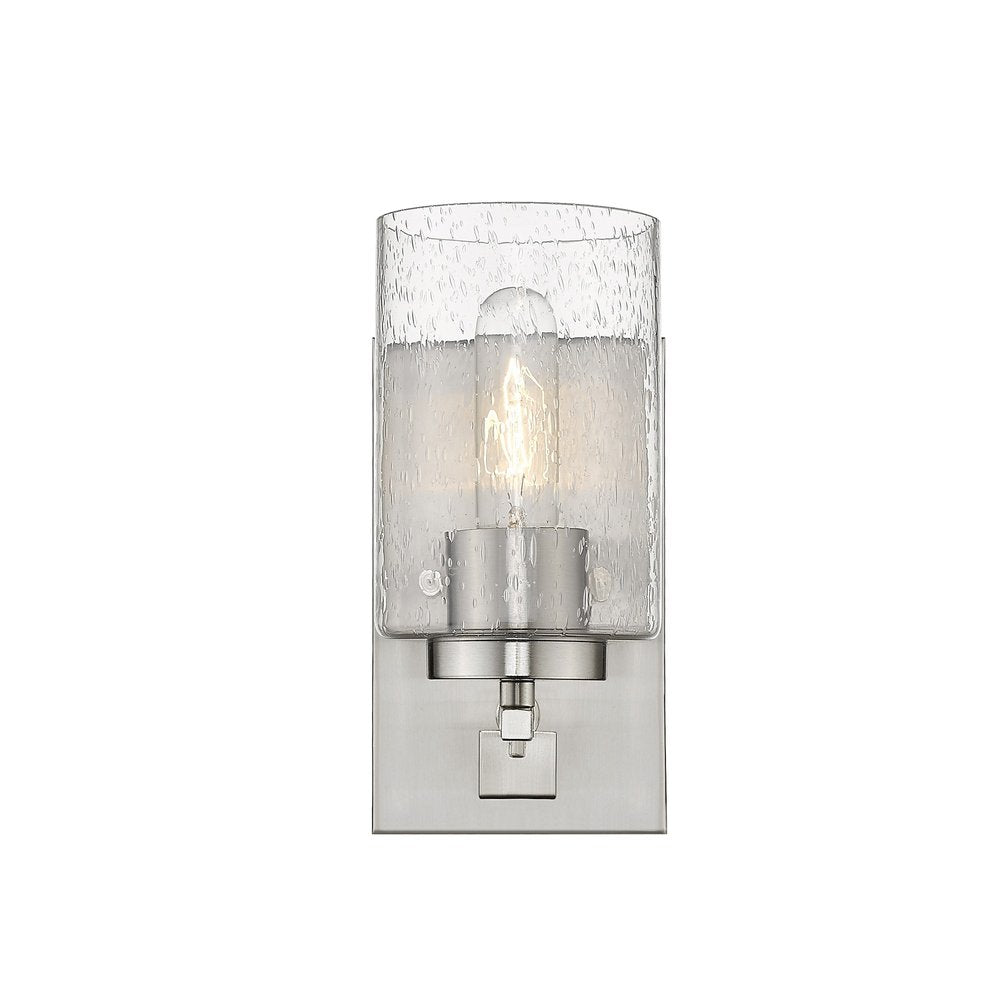 Silver Metal and Textured Glass Wall Sconce HomeRoots