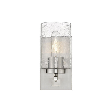 Silver Metal and Textured Glass Wall Sconce HomeRoots