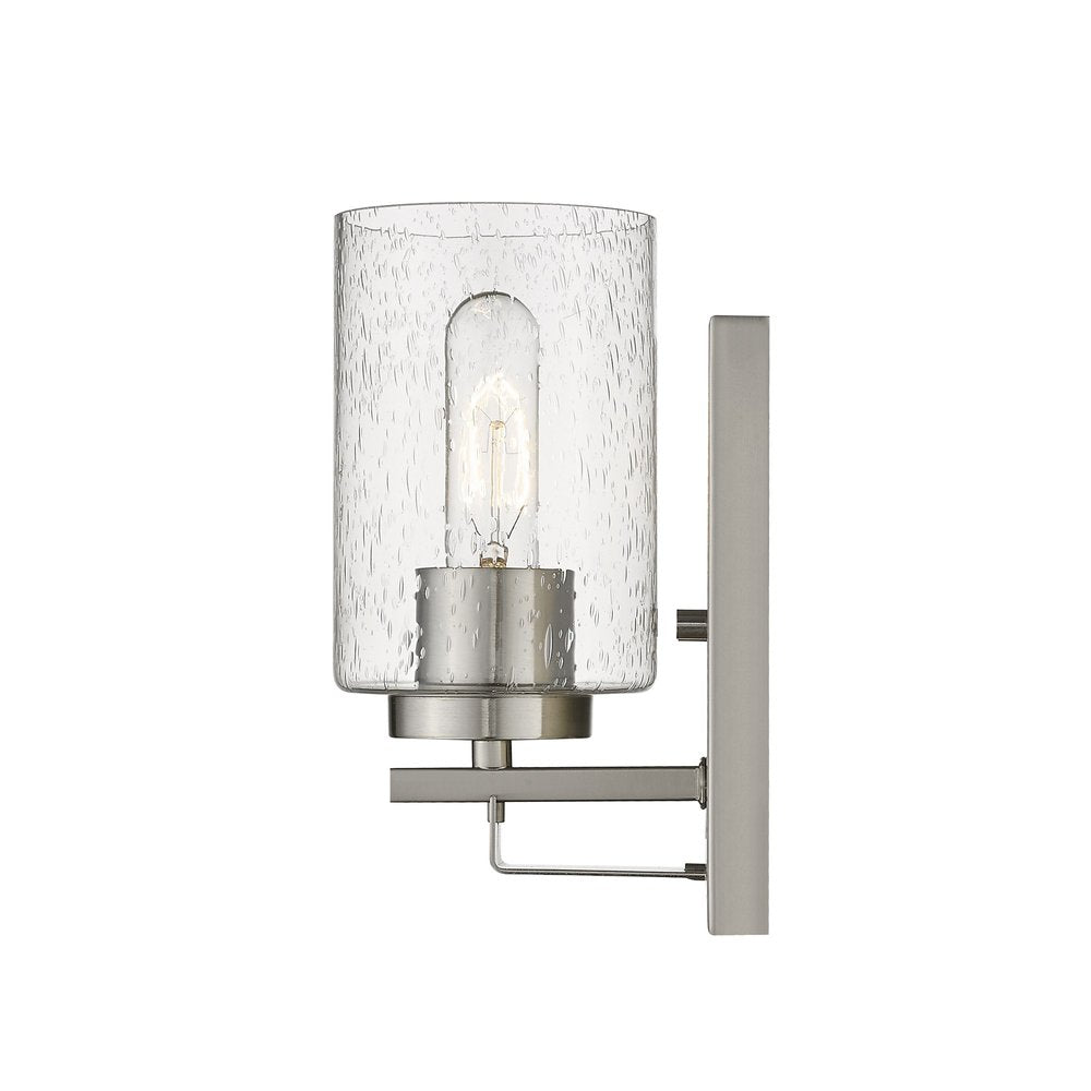 Silver Metal and Textured Glass Wall Sconce HomeRoots