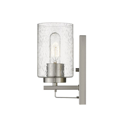 Silver Metal and Textured Glass Wall Sconce HomeRoots