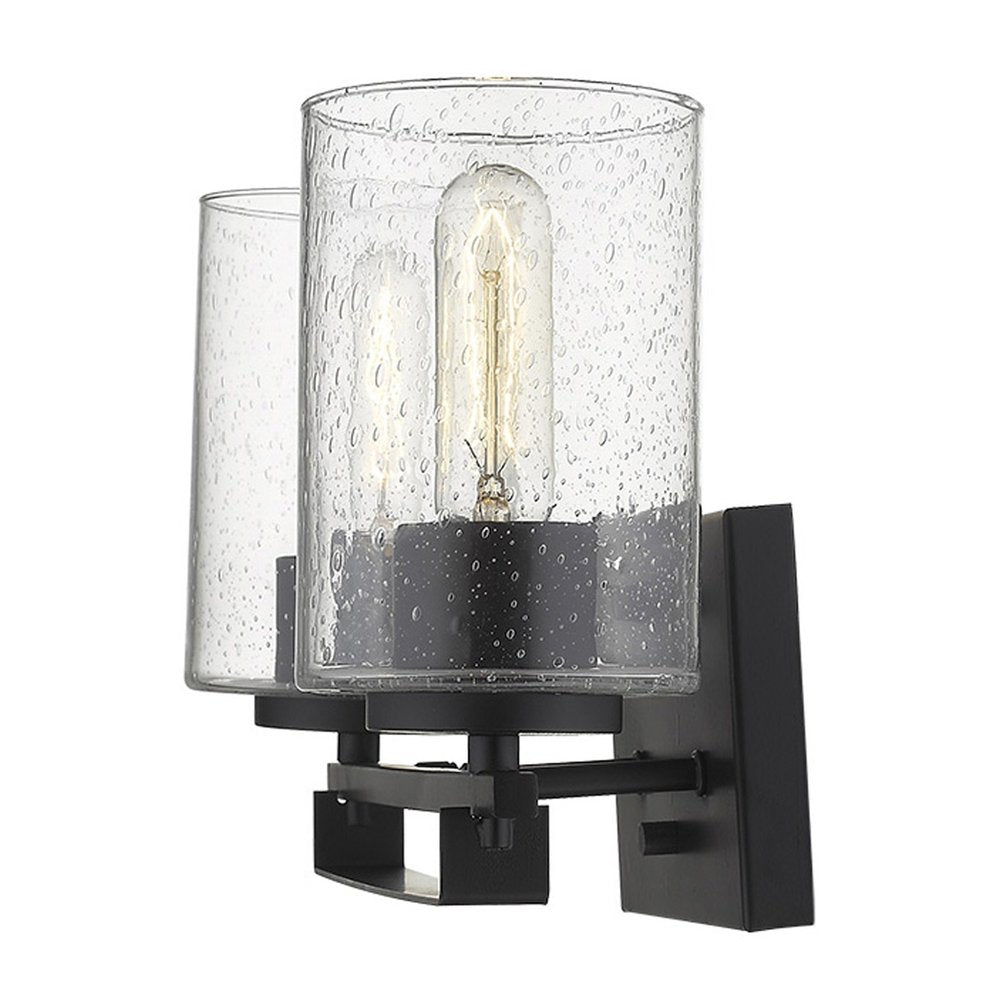10" Black And Clear Metal Vanity Flush Mounted Sconce HomeRoots