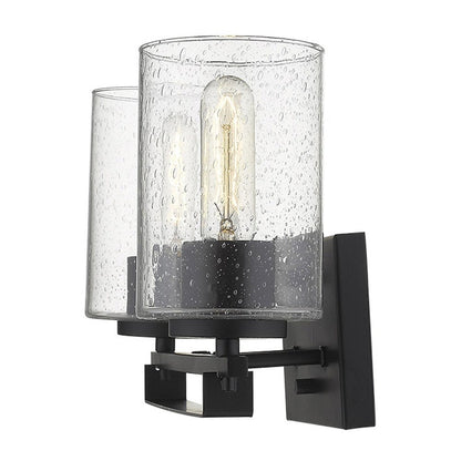 10" Black And Clear Metal Vanity Flush Mounted Sconce HomeRoots