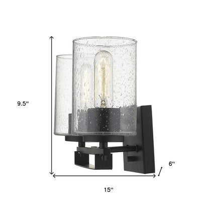 10" Black And Clear Metal Vanity Flush Mounted Sconce HomeRoots