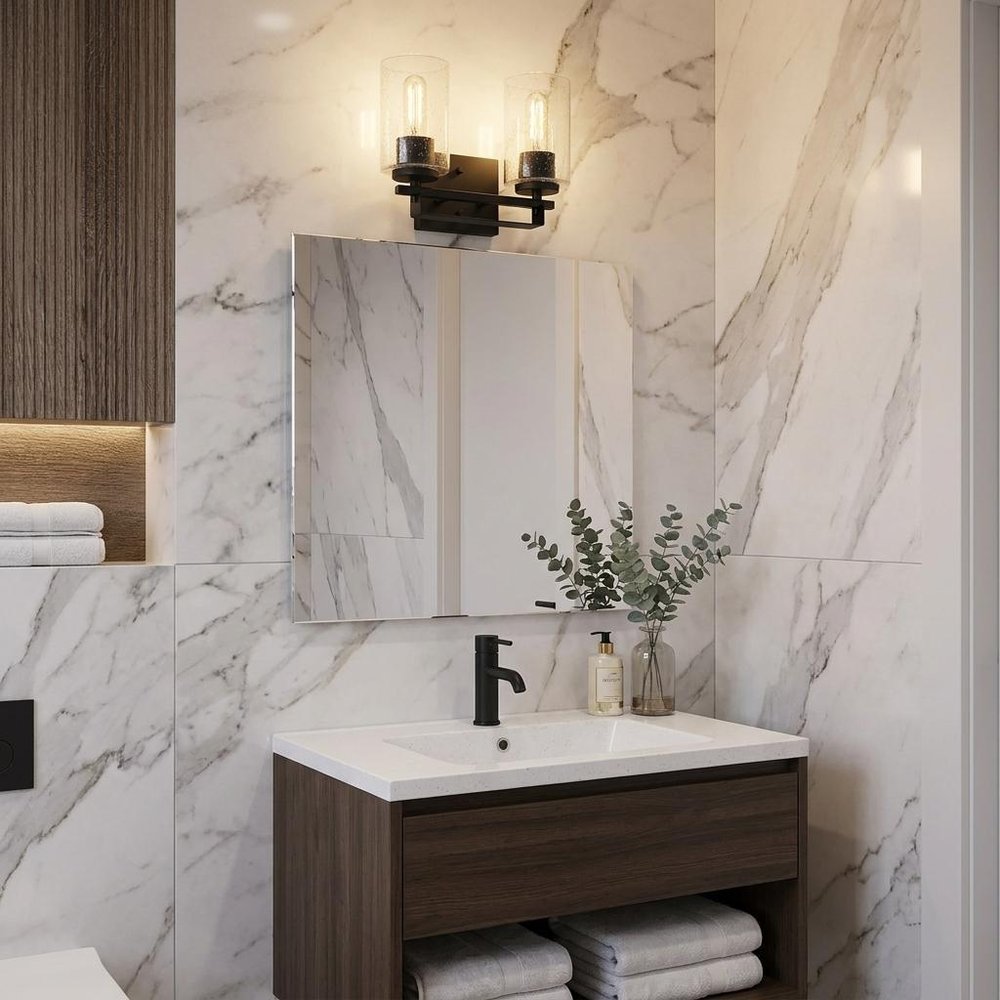 10" Black And Clear Metal Vanity Flush Mounted Sconce HomeRoots