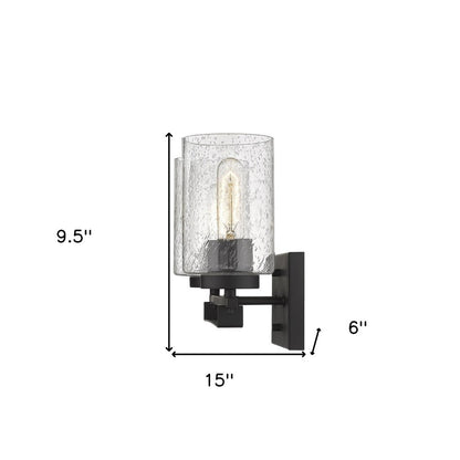 10" Black And Clear Metal Vanity Flush Mounted Sconce HomeRoots