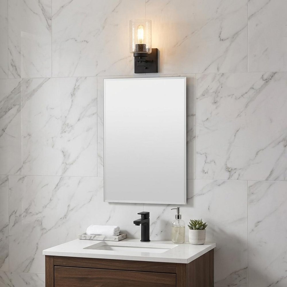 10" Black And Clear Metal Vanity Flush Mounted Sconce HomeRoots