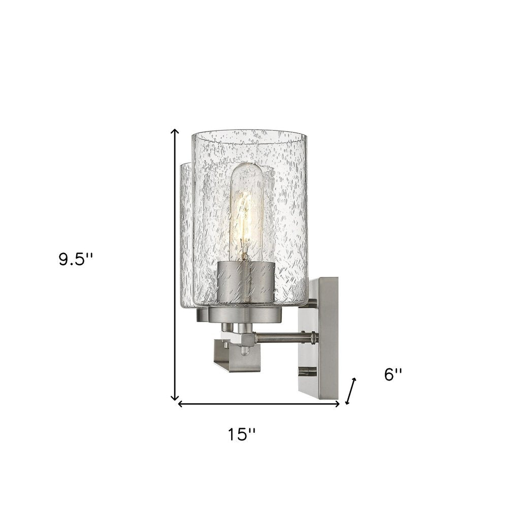10" Silver And Clear Metal Vanity Flush Mounted Sconce HomeRoots