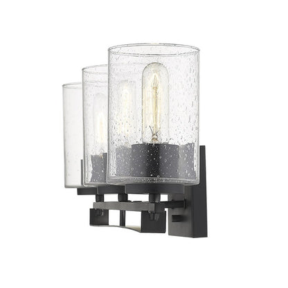 10" Black And Clear Metal Vanity Flush Mounted Sconce HomeRoots