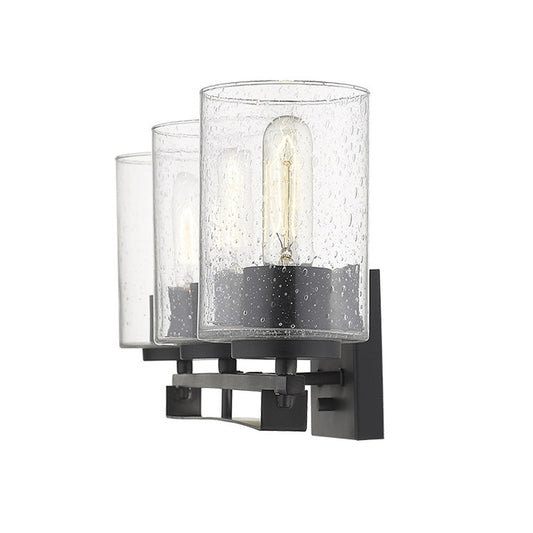 10" Black And Clear Metal Vanity Flush Mounted Sconce HomeRoots