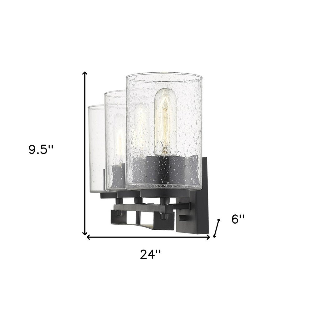 10" Black And Clear Metal Vanity Flush Mounted Sconce HomeRoots