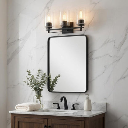 10" Black And Clear Metal Vanity Flush Mounted Sconce HomeRoots