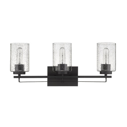 Bronze Metal and Textured Glass Three Light Wall Sconce HomeRoots