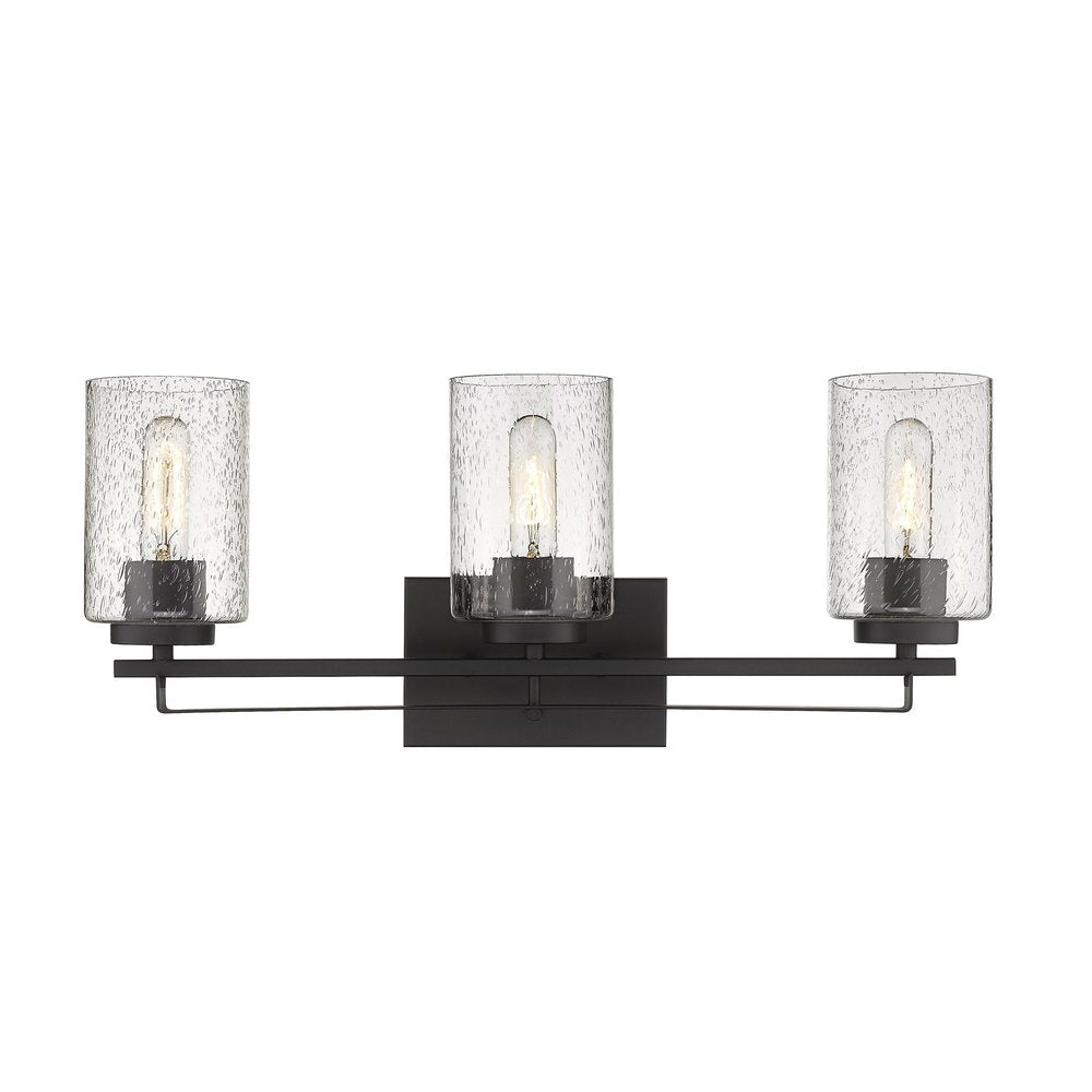 Bronze Metal and Textured Glass Three Light Wall Sconce HomeRoots