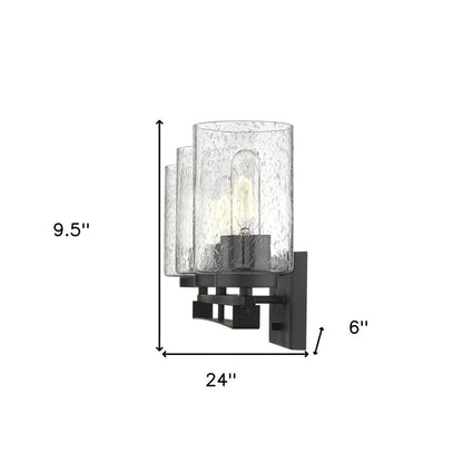 Bronze Metal and Textured Glass Three Light Wall Sconce HomeRoots