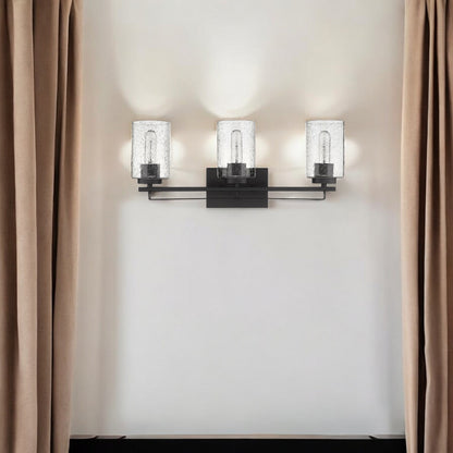 Bronze Metal and Textured Glass Three Light Wall Sconce