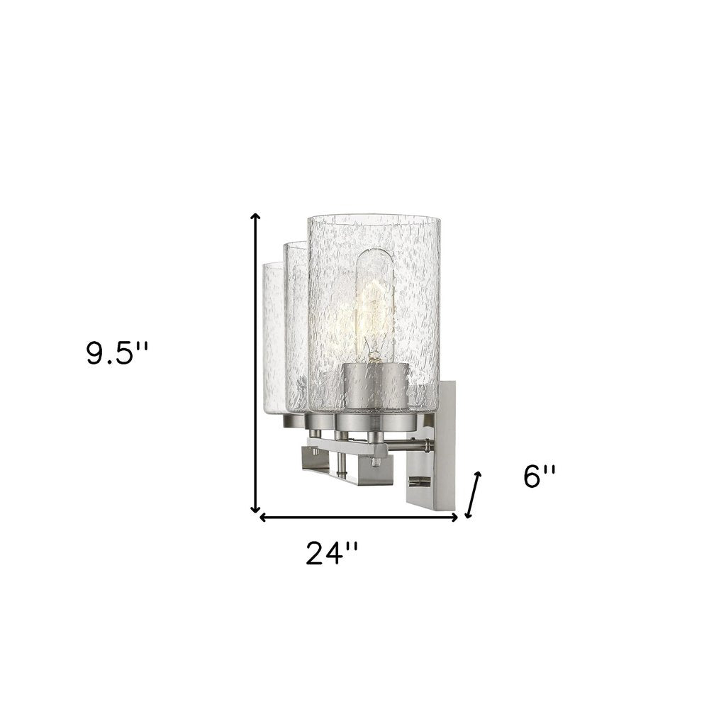 10" Clear And Silver Metal Vanity Flush Mounted Sconce HomeRoots