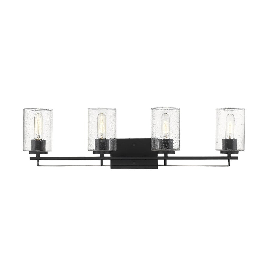 10" Black And Clear Metal Vanity Flush Mounted Sconce HomeRoots
