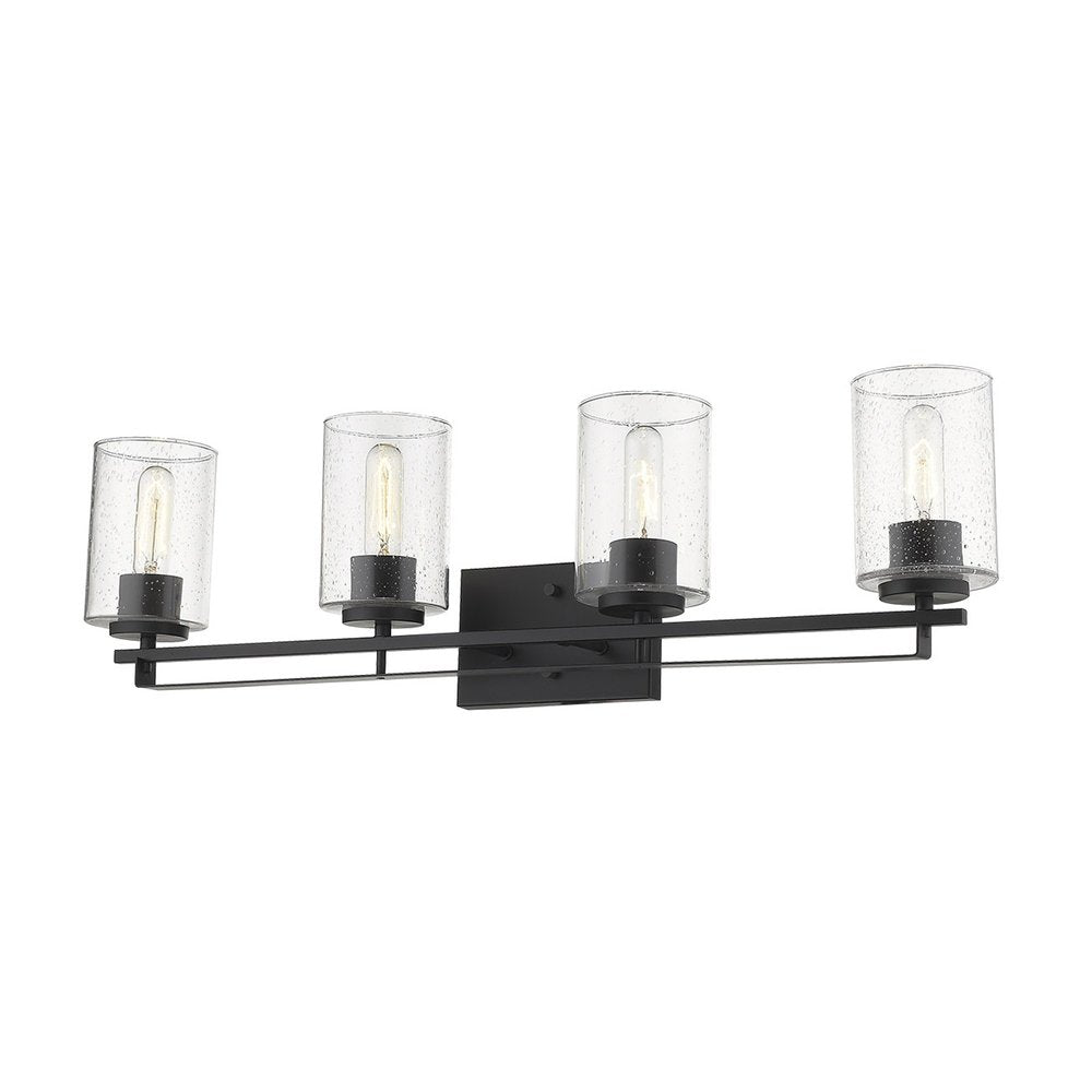 10" Black And Clear Metal Vanity Flush Mounted Sconce HomeRoots