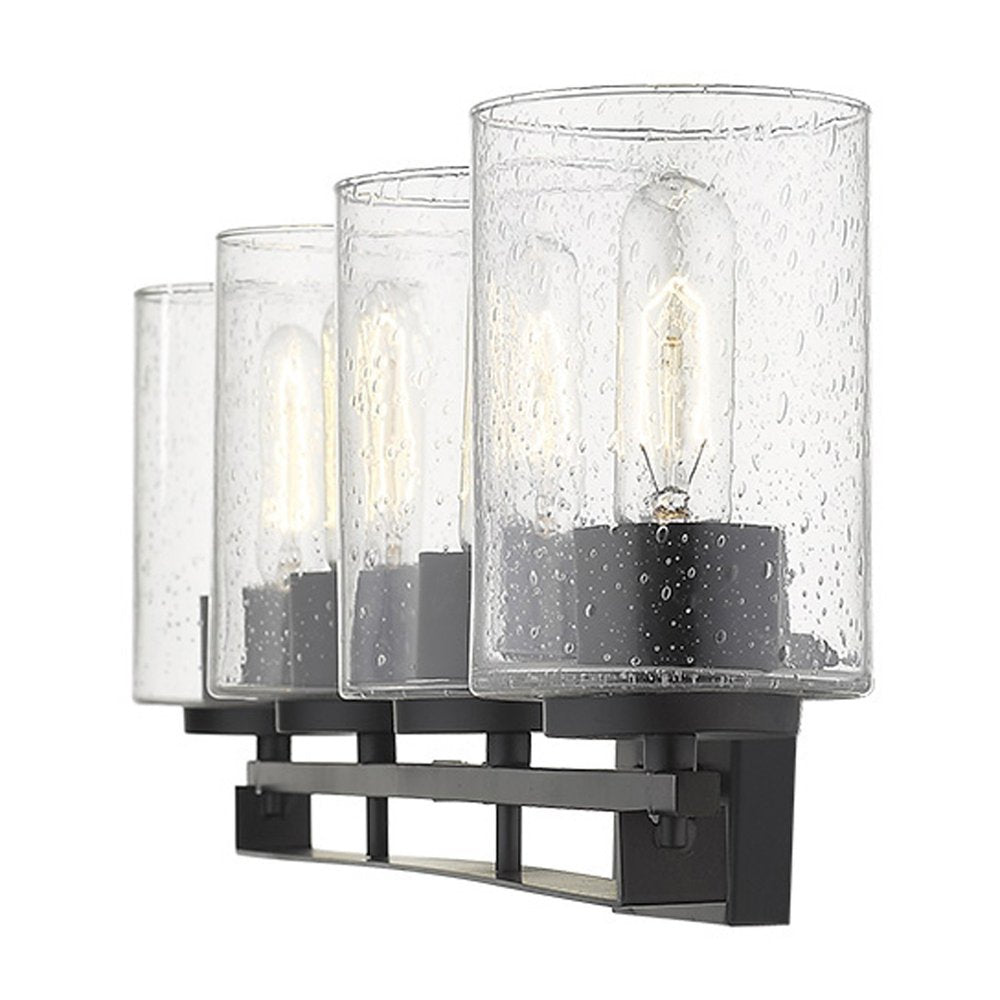 10" Black And Clear Metal Vanity Flush Mounted Sconce HomeRoots