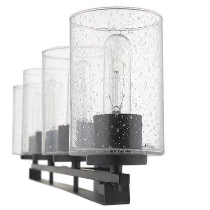 10" Black And Clear Metal Vanity Flush Mounted Sconce HomeRoots