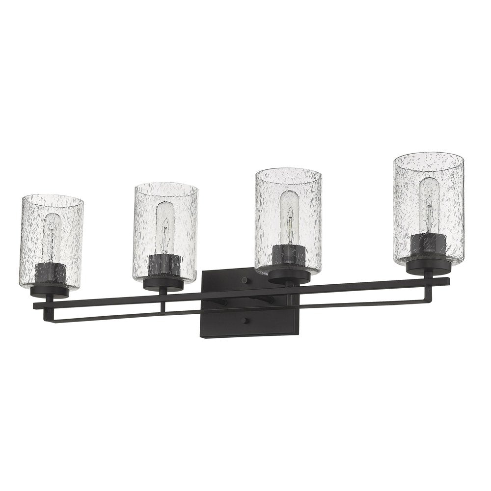 10" Black And Clear Metal and Glass Vanity Flush Mounted Sconce — view 1