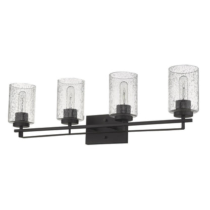 10" Black And Clear Metal and Glass Vanity Flush Mounted Sconce HomeRoots