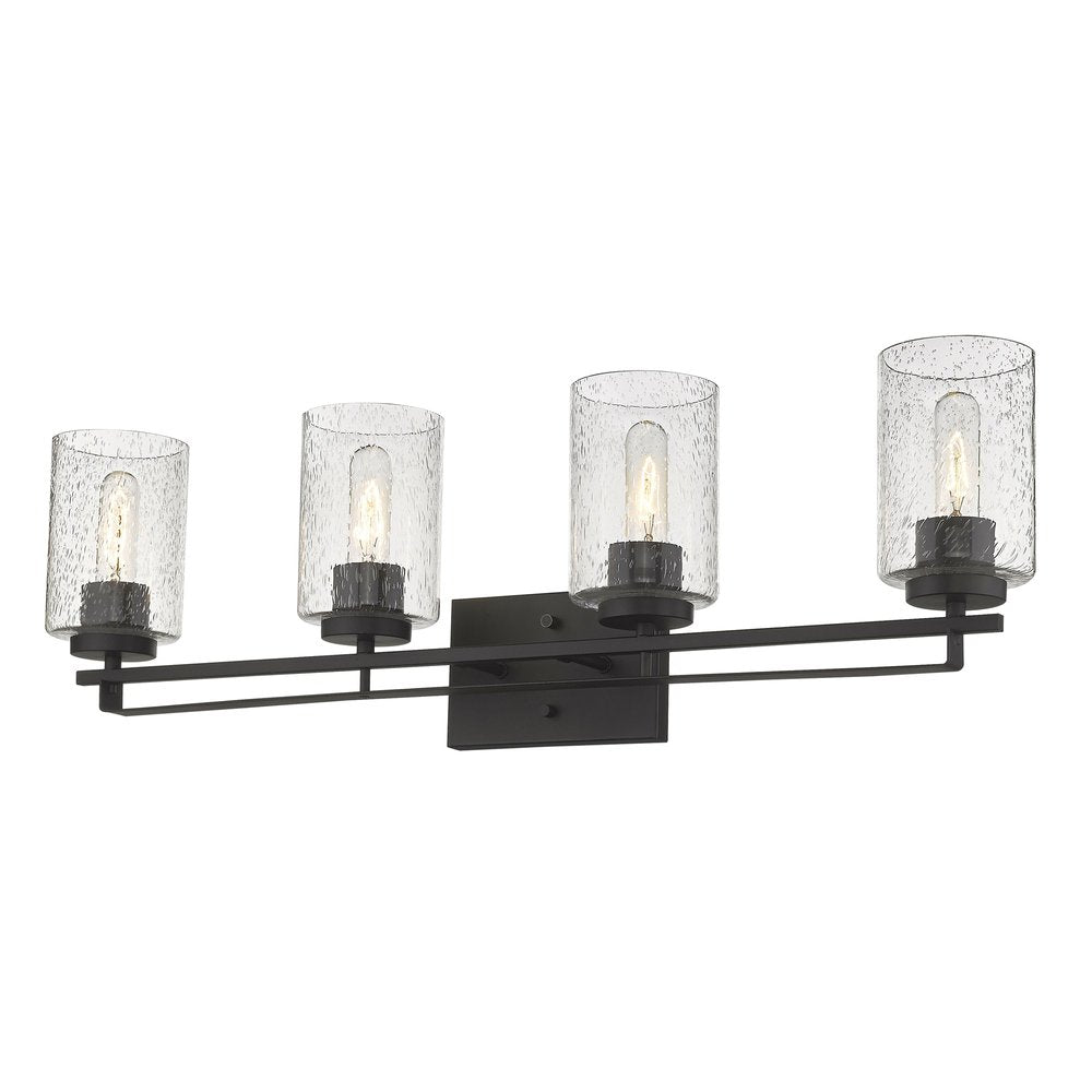 10" Black And Clear Metal and Glass Vanity Flush Mounted Sconce HomeRoots