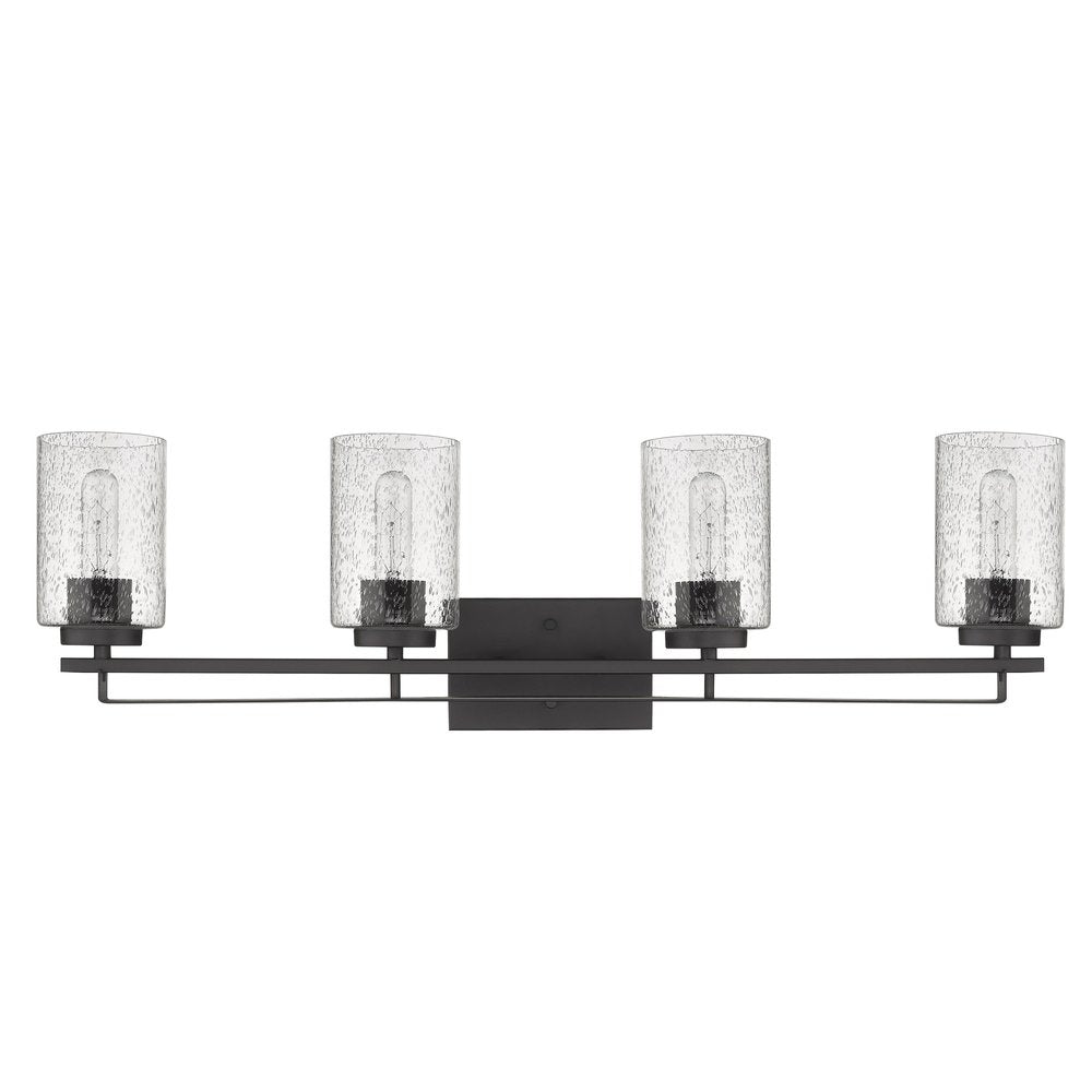 10" Black And Clear Metal and Glass Vanity Flush Mounted Sconce — view 3