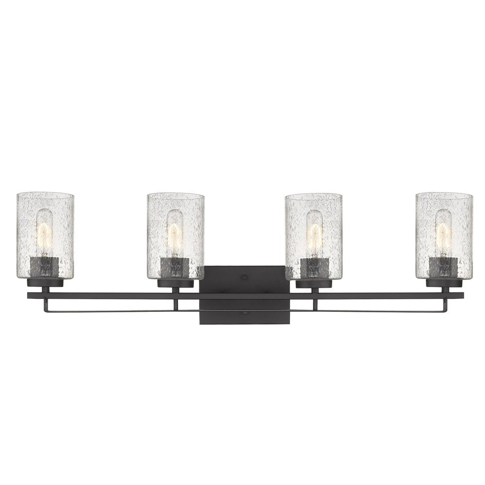 10" Black And Clear Metal and Glass Vanity Flush Mounted Sconce — view 4