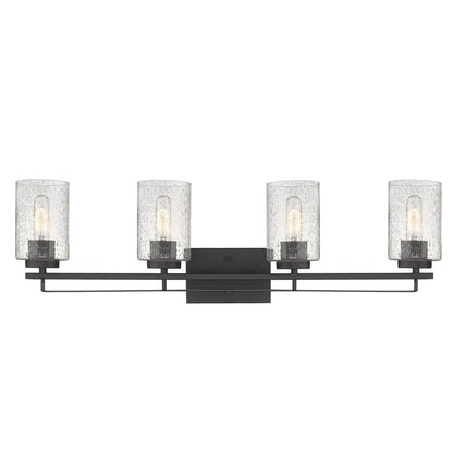 10" Black And Clear Metal and Glass Vanity Flush Mounted Sconce HomeRoots
