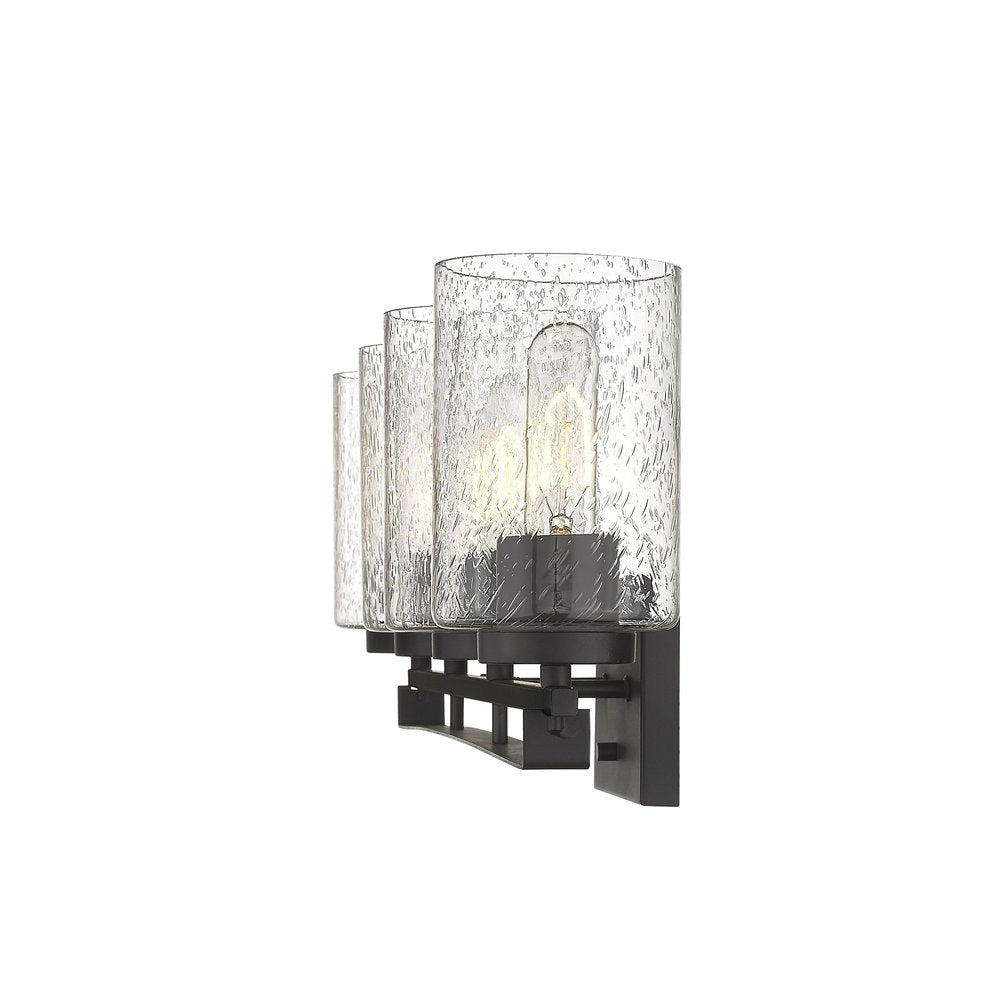 10" Black And Clear Metal and Glass Vanity Flush Mounted Sconce HomeRoots