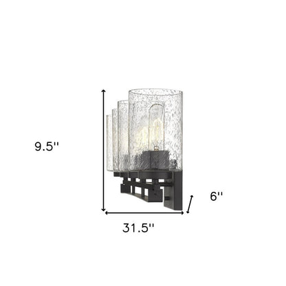 10" Black And Clear Metal and Glass Vanity Flush Mounted Sconce HomeRoots