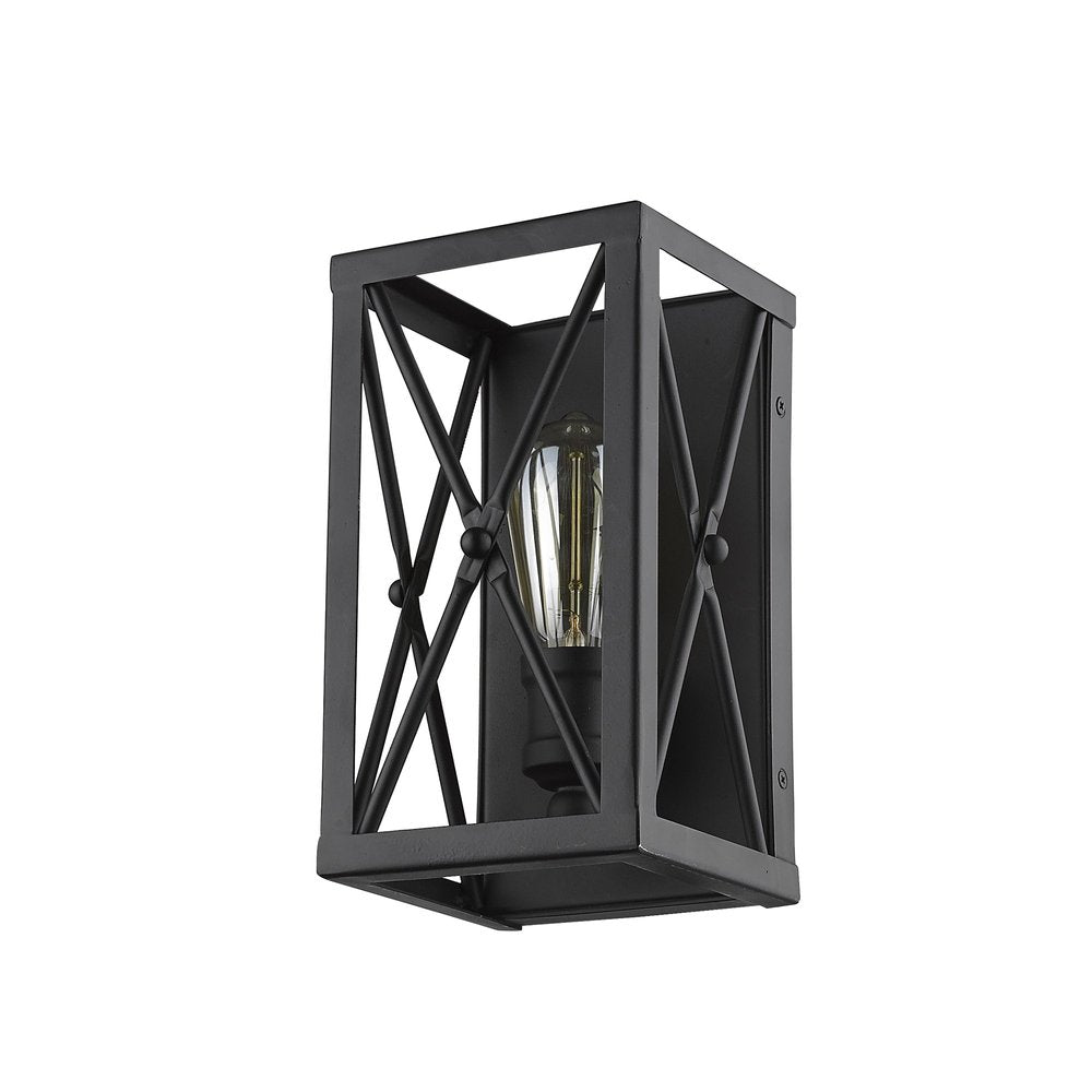 Matte Black Metal Geometric Wall Light HomeRoots