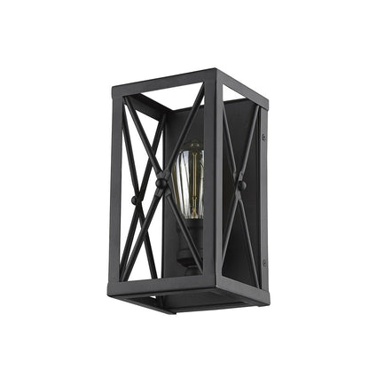 Matte Black Metal Geometric Wall Light HomeRoots