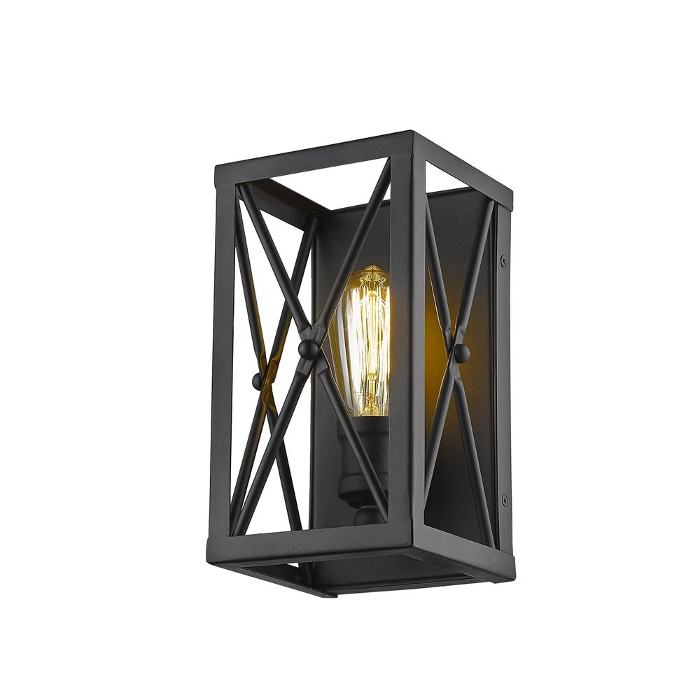 Matte Black Metal Geometric Wall Light HomeRoots