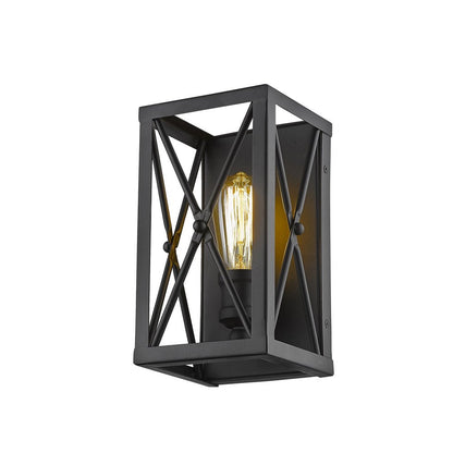 Matte Black Metal Geometric Wall Light HomeRoots