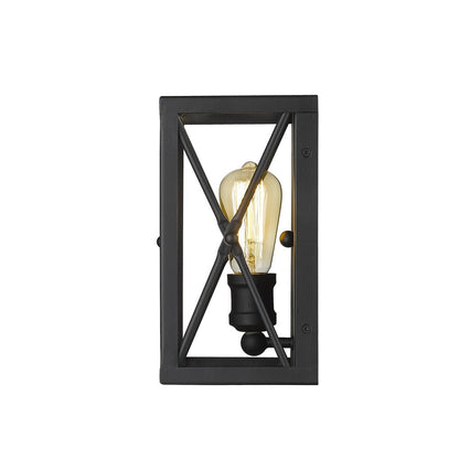 Matte Black Metal Geometric Wall Light HomeRoots