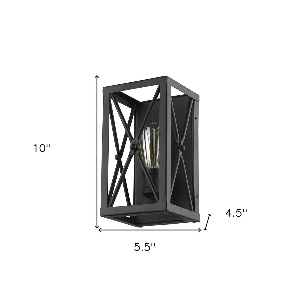 Matte Black Metal Geometric Wall Light HomeRoots