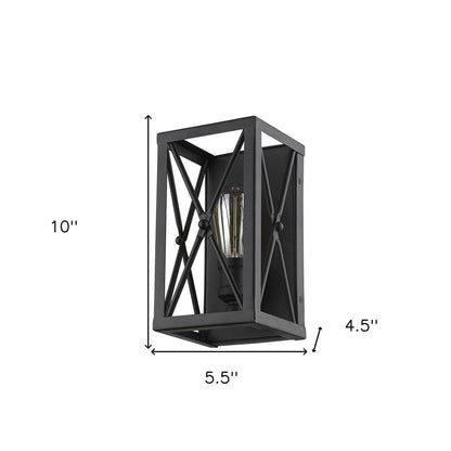 Matte Black Metal Geometric Wall Light HomeRoots