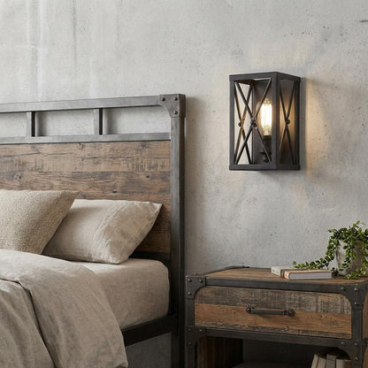 Matte Black Metal Geometric Wall Light HomeRoots